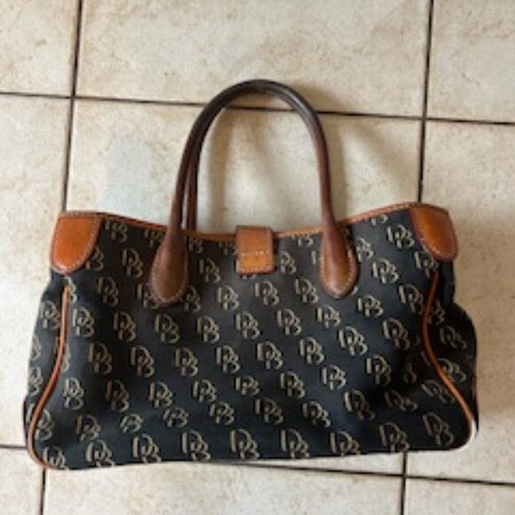 Dooney & Bourke purse, black with brown leather trim - Picture 2 of 2